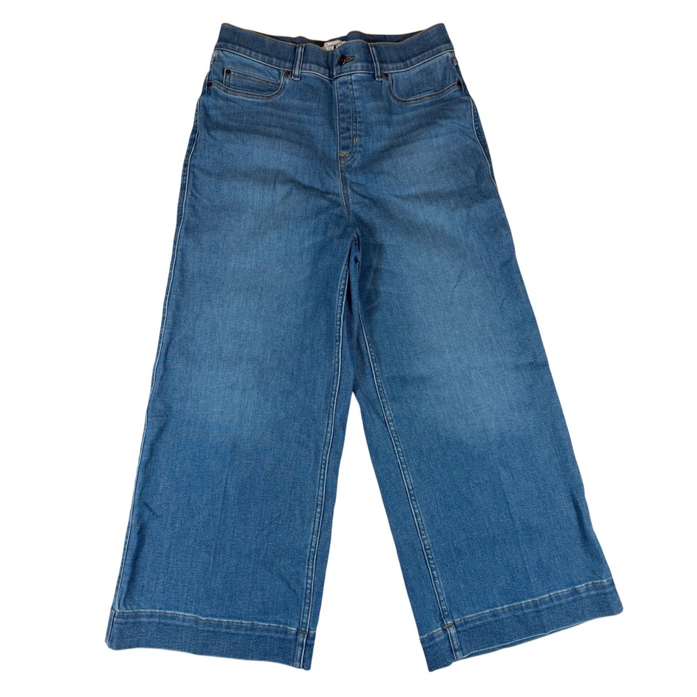 Spanx Wide Leg Jeans Blue Medium Wash High Rise Pull On XL 21285R Never Worn